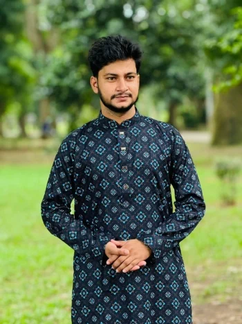 Cotton Fabric Digital Print Punjabi (Blue print)